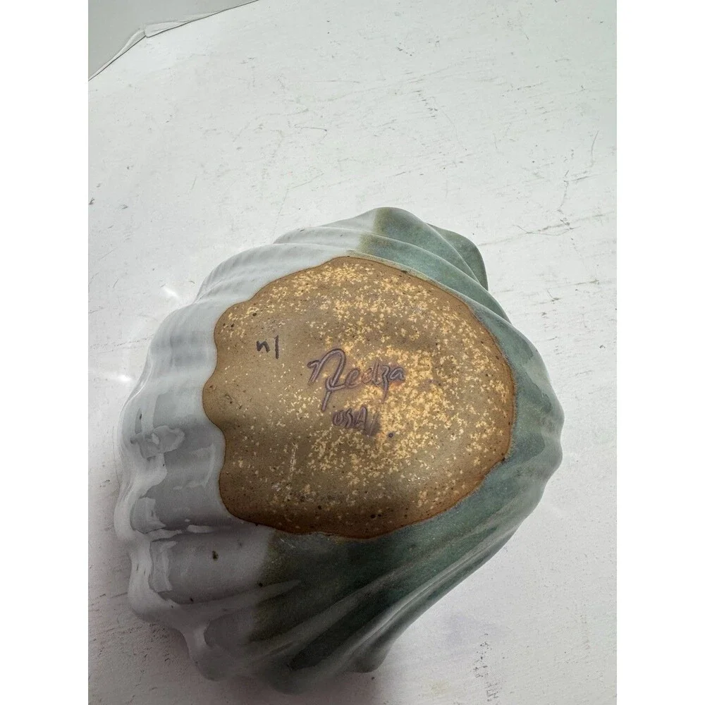 Signed Nedza Mid-Century Art Pottery Stoneware Shell Dish